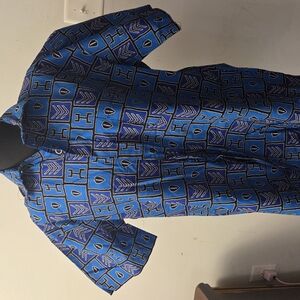 Blue and Black Patterned Shirt